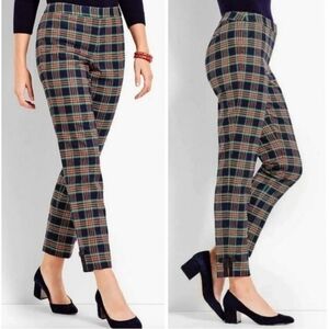 Talbots tartan plaid trousers crop pants ankle bow wool blend lined Christmas 16